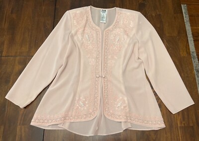 R&M RICHARDS Womens Beige Sequined Lace Evening Bolero Jacket Plus 14W