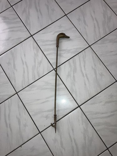 Vintage MCM Messing Entenkopf Kamin Schürhaken - 25" Gusseisen Spitze. Ersatzstück