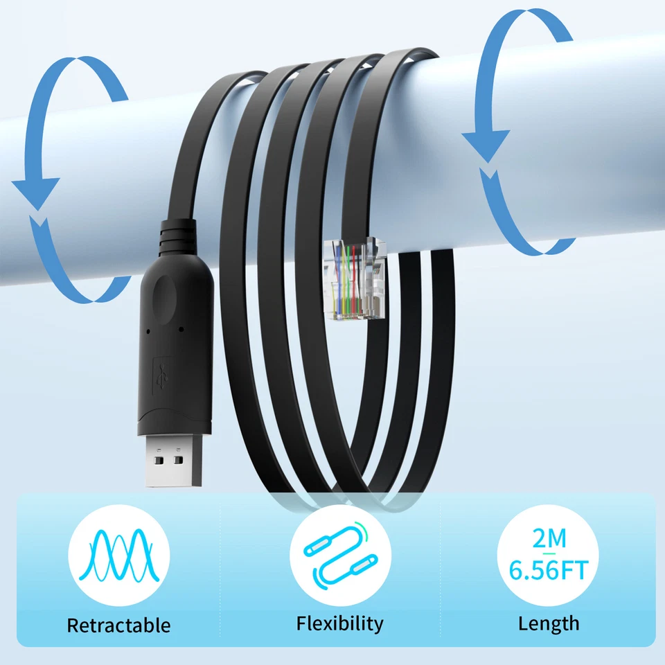 6P4C RS232 Serial Cable with FTDI-FT232 Chip Adapter for APC PDU UPS 6.5ft / 2M - Image 3 of 4