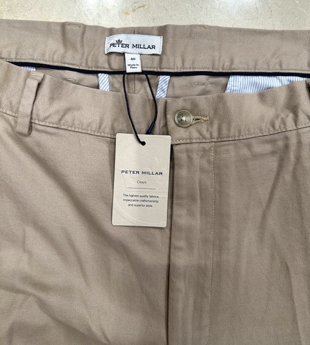 PETER MILLAR CROWN PIMA COTTON TWILL CHINO PANTS IN KHAKI ME0B06 SZ 40x36 NWT - Picture 2 of 3