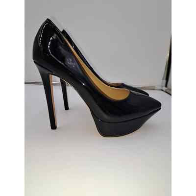 JedKarar Black Patent Stilletto Pointy Snip Toe Platform Pumps 7 