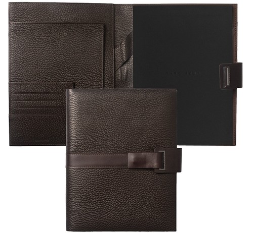 HUGO BOSS A5 Schreibmappe Leder Braun Business Konferenzmappe Magnet Verschluß - Bild 5 von 6