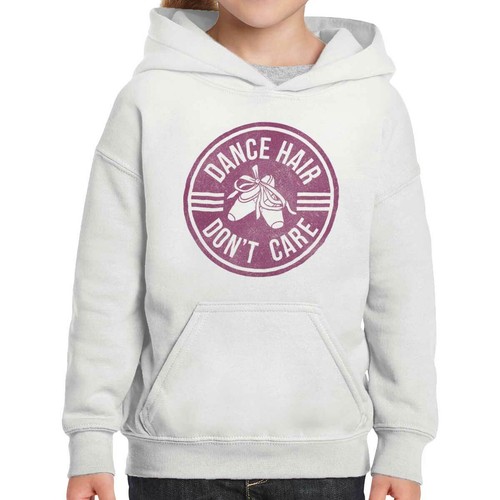 Cute Ballerina Dance Hair Dont Care Attitude Youth Girls Hoodie Sweatshirts Kids - Picture 5 of 5