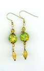 Lime & orange floral lampwork/crystal artisan earrings Birdsongjewelry