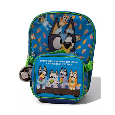 Large Backpack - Bluey - Friends Blue w/Lunch 16'' School Bag NEW