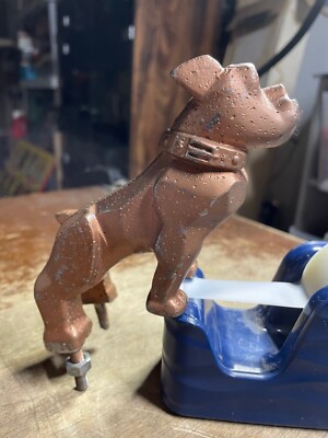 Vintage Mack Truck Copper Tone Bulldog Hood Ornament Dog Design