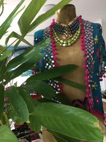Stunning REBECCA THOMPSON top/vest SILK embroidered sequins pompomsTEAL washed S - Picture 15 of 15
