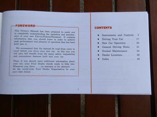 FORD FALCON XA OWNERS MANUAL - Picture 2 of 10
