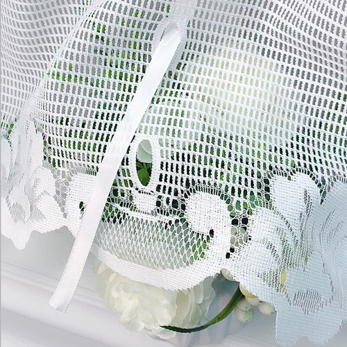 1X Lace Slot Top Net Curtain Floral Butterfly Panel Home Decoration - Afbeelding 17 van 27