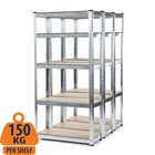 3-Bay Steel Shelving Galvanised 5Tier Garage Storage Unit 150kg UDL per shelf
