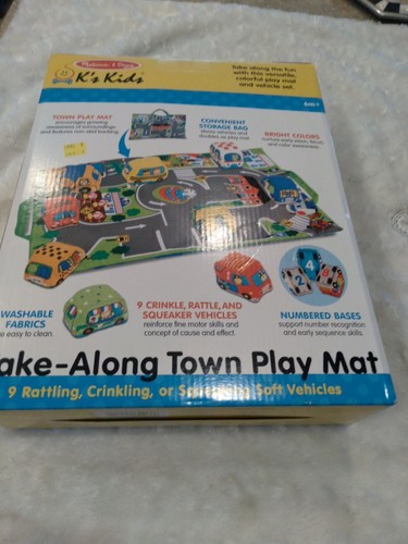 Take Along Town Play Mat Vehicles Soft Crinkle Rattler Squeak Toy Baby Kids 9214 - Picture 4 of 5