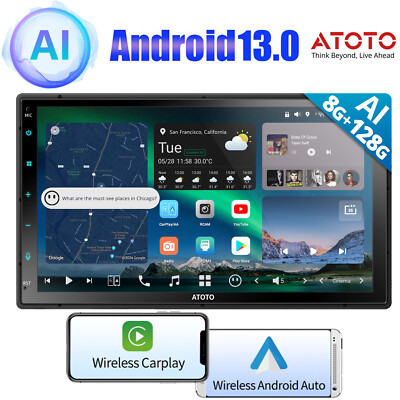 ATOTO 7'' X10 2Din Android 13 Car Stereo GPS WIFI Wireless Carplay Touch Screen