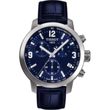 Tissot Men's PRC 200 CHRONO Blue Dial Leather Strap Watch T055.417.16.047.00