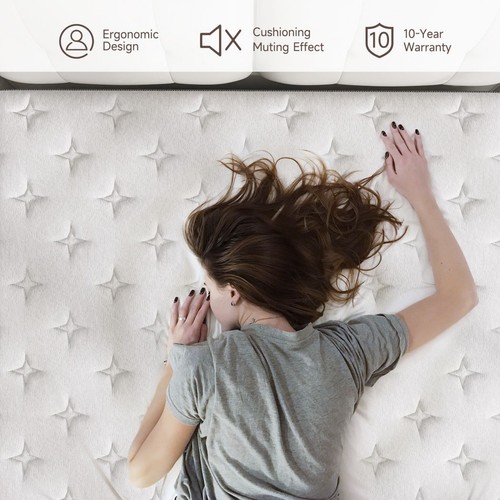 12' 14" Hybrid Mattress Memory Foam Pocket Spring Full Queen King Size in a box - Picture 6 of 12