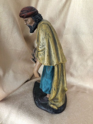 Antigua Estatua Pastor de Terracota Pintado Con Cruse - Imagen 13 de 20