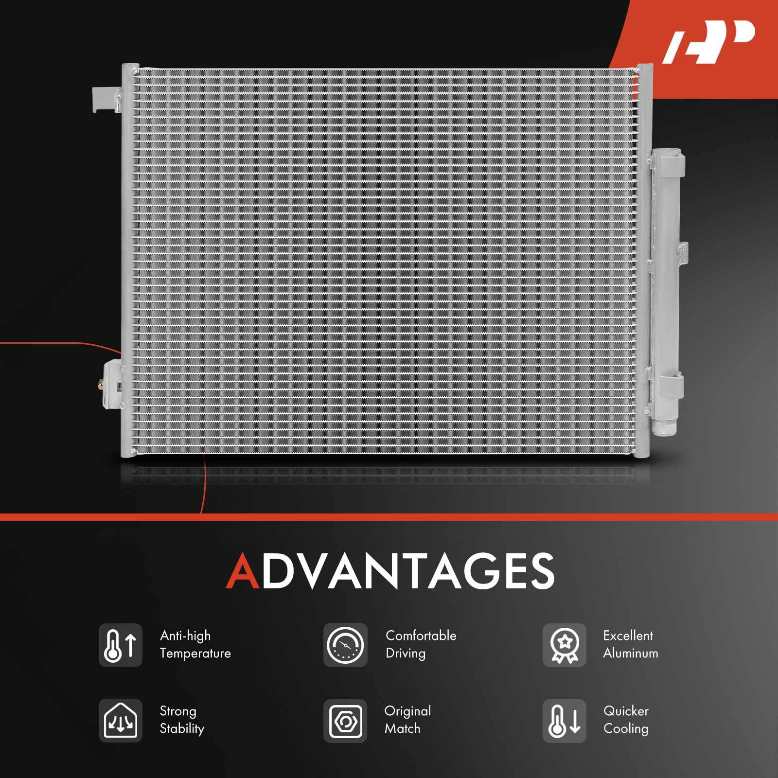 A-Premium A/C Condenser w/ Receiver Drier for Maserati Ghibli 2014-2017 V6 3.0L