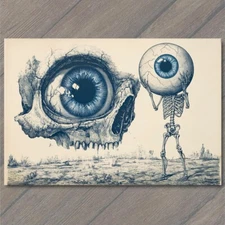 Art Print Gothic Skeleton Holding Eye Surreal Fantasy Macabre Horror Dark Skull