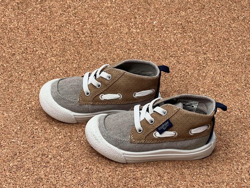 OshKosh Lace Up Mid Top Casual Sneakers SIZE:8M(Baby) TAN/GRAY - Picture 4 of 6