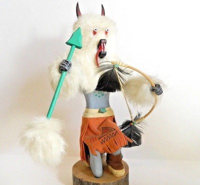 VINTAGE indianischer Wolf Kachina signiert von Rosita C Navajo 12''  