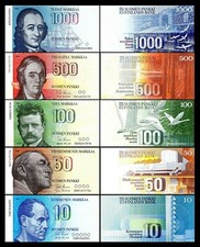2x 10, 50, 100, 500, 1000 Markka - Issue 1986 - Reproduction - 03