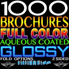 CUSTOM FOLDED 1000 BROCHURE 8.5" X 11" FULL COLOR 2 SIDED 100LB  GLOSSY FOLDED