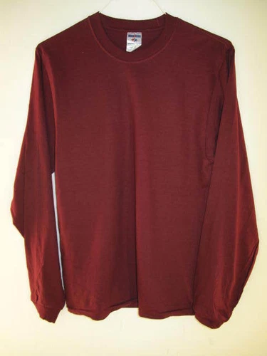New Jerzees Unisex Maroon L/S T-Shirts - S, M, L & 2XL