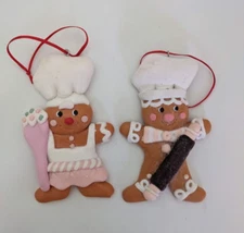 Boy and Girl Christmas Gingerbread Baking Ornaments 4.5” Clay Dough