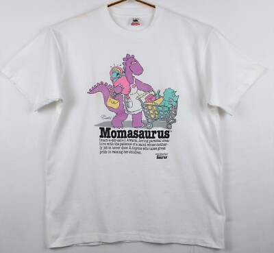 Vintage Graphic Momasaurus Adult XL White Short Sleeve T