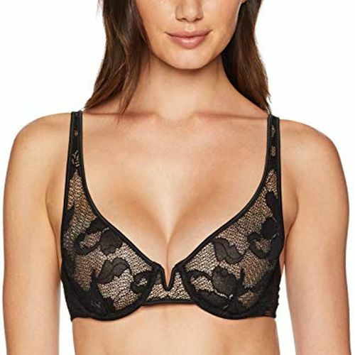 Sujetador de encaje triángulo copa suave ""lirio"" Calvin Klein Black Label QF4780 ""Lirio"" nuevo con etiquetas, negro 34C - Imagen 7 de 8