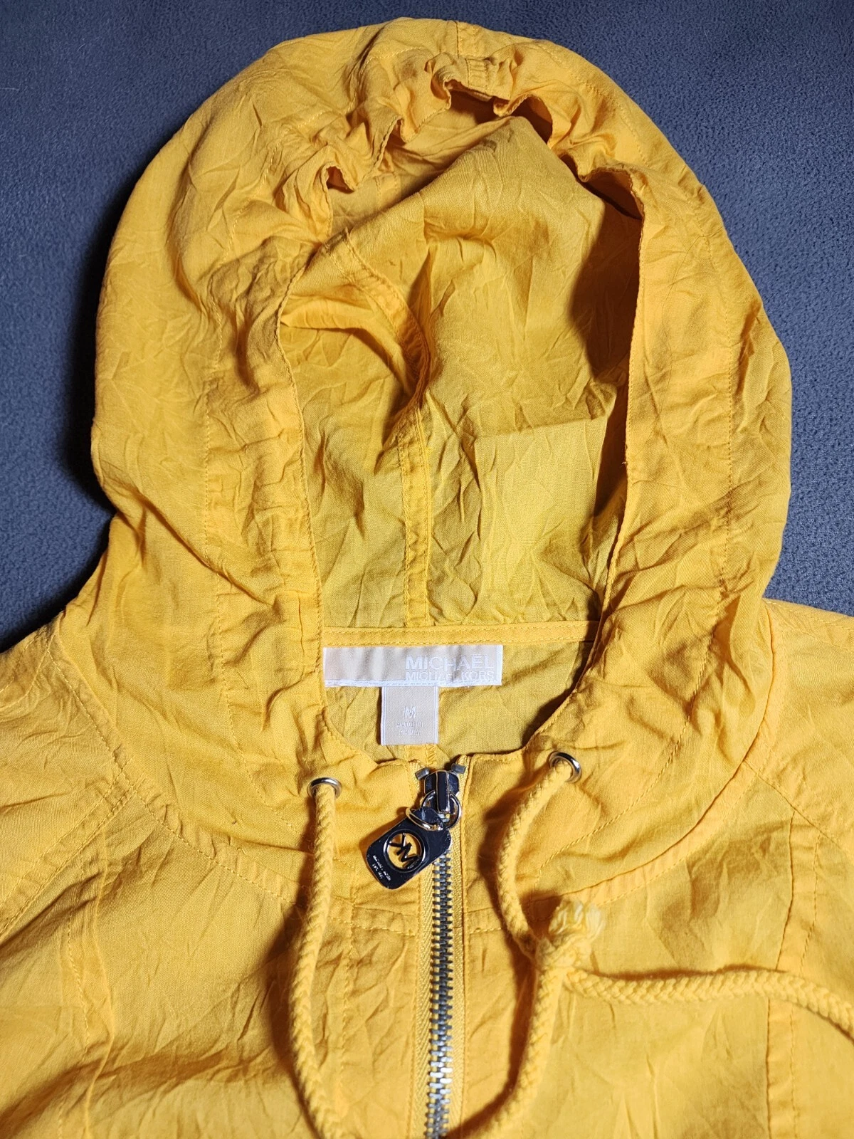 Michael Kors Top donna maglione giallo medio manica lunga quarto zip cappuccio