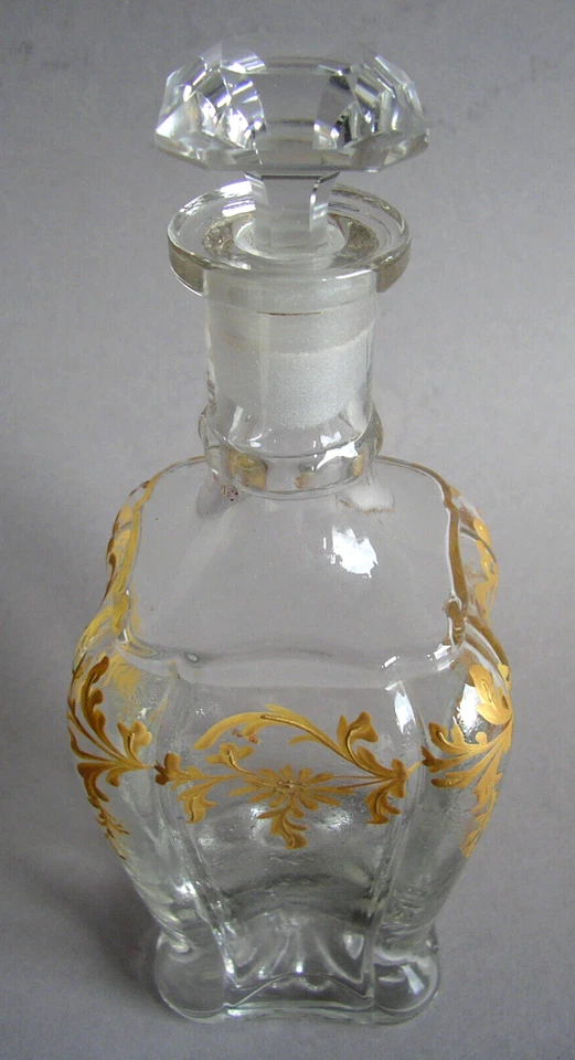Frankreich antiker Parfüm-Flakon Glas Gold handgemalt um 1850 Perfume flask - Bild 3 von 4