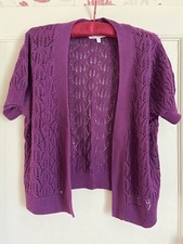Debenhams Casual Collection Bolero Shrug Cardigan Cropped Knitted Jacket Magenta