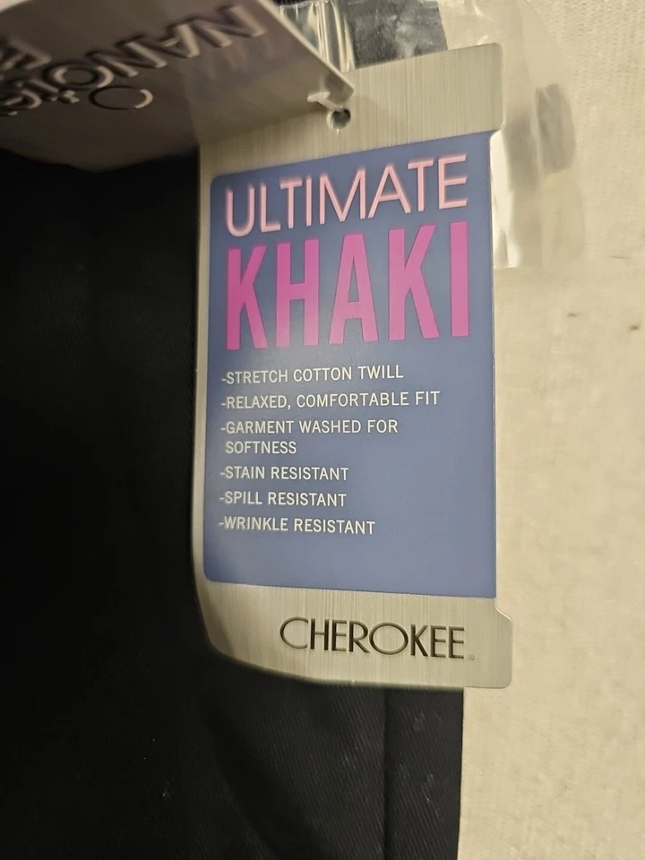 Pantalón Cherokee Ultimate Sarga Caqui Color Negro Relajado Talla 18 Pierna Ancha Nuevo  Foto 4 de 4