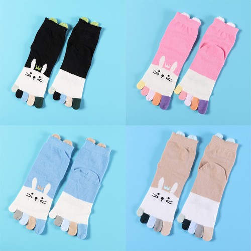 4 Pairs Kids Girls Cotton Five Finger Toe Socks Casual Sweet Soft Assorted Color - Picture 8 of 10