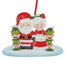 GiftsForYouNow Resin Santa Elf 4-Person Family Personalizable Christmas Ornament