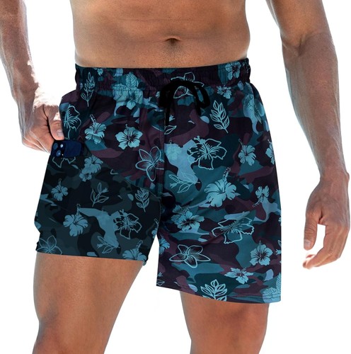 Herren Badehose mit Kompressionsfutter 5,5" Schrittlänge schnelltrocknend Badeanzug Shorts - Bild 8 von 29