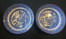 Set Of 2 Blue Willow Churchill England 8.75” Pasta Serving Bowls Vintage Lion