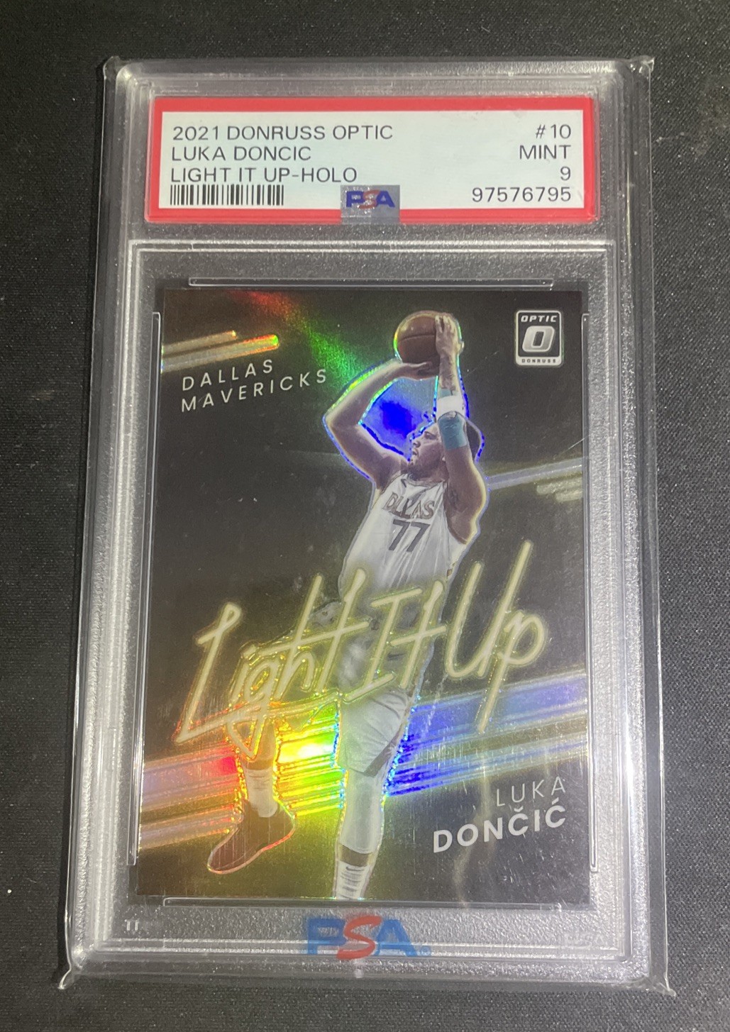 2021-22 Donruss Optic Luka Doncic Light It Up Holo #10 Mavericks PSA 9 (Mint)