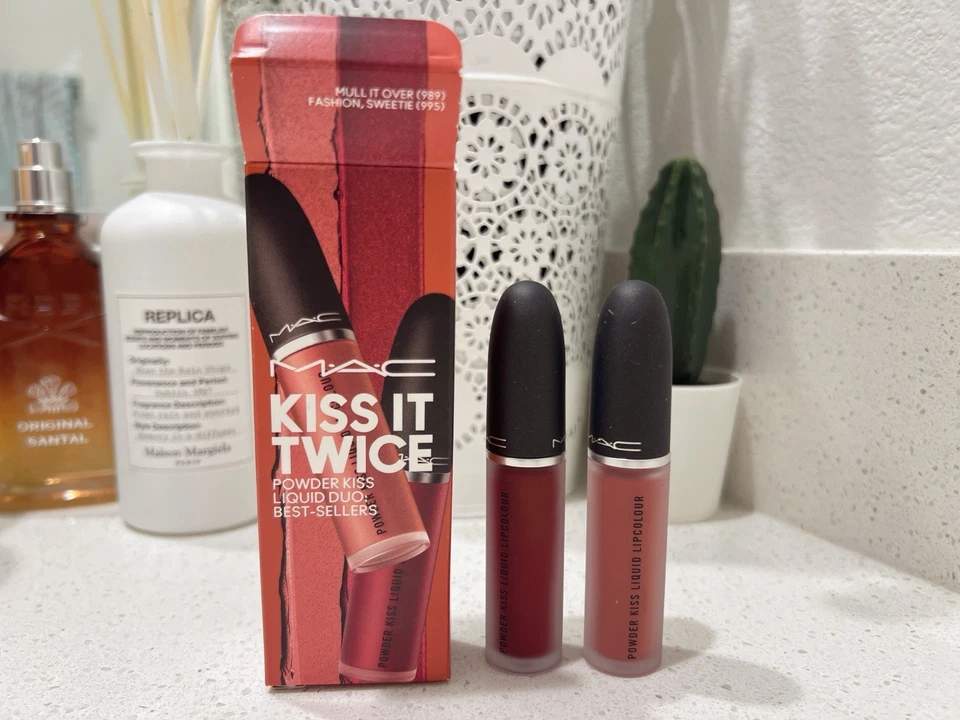 MAC Kiss It Twice Powder Kiss Liquid Lipstick Duo Best Sellers Brand New in Box - Image 3 of 4