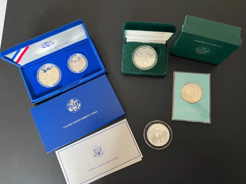 American Silver Eagle & Silver Coin Lot – 1989 Proof w/ Box, 1995 Eagle, Liberty