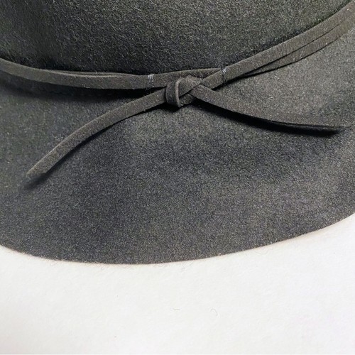 Women’s Black Fedora 100% Wool Hat Adjustable OS - Afbeelding 2 van 8