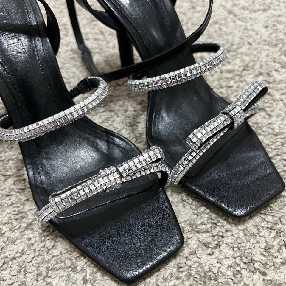 Schutz Earla Nappa Leather Strappy Embellished Sandals Size 7.5 - Image 3 of 4