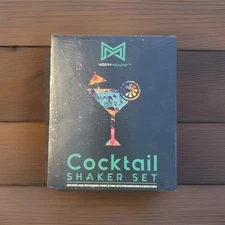 Modern Mixology Cocktail Shaker Set with Wooden Stand NEW