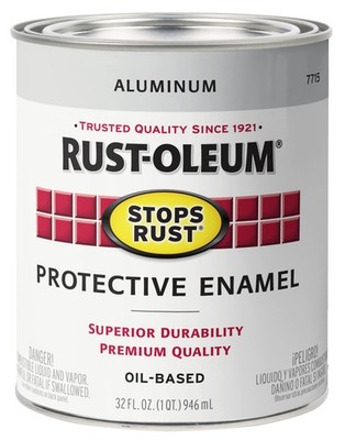 Rust-Oleum 7715502 Stops Rust Brush On Paint Quart Metallic Aluminum