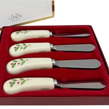 Lenox China HOLIDAY Spreaders Earlier Issue Set 4 Stainless Dip Cheese