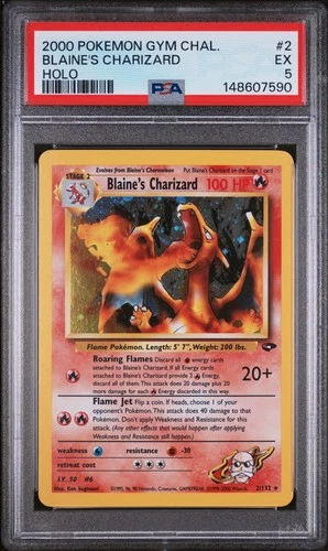 2000 Pokemon Gym Challenge Blaine's Charizard Holo Rare 2/132 PSA 5