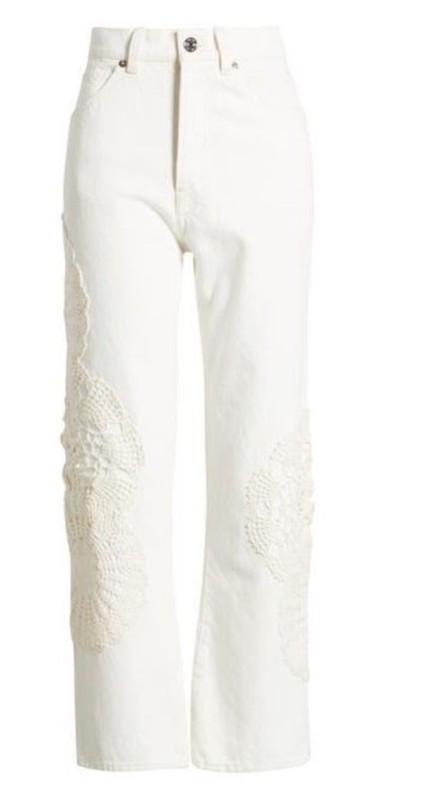 NWT $548 Frame The Vertical Crochet High Waist Crop Straight Jeans Size 24