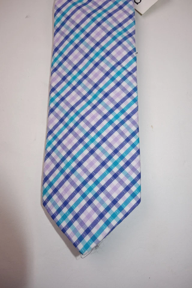 Corbata BAR III Rosa Azul y Verde Rejilla Cuadros 100% Algodón NUEVA Foto 2 de 2