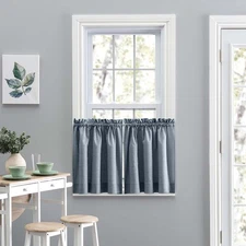 Ellis Lisa Solid Color Premium Poly Cotton Duck Fabric Tailored Tiers Dusty Blue