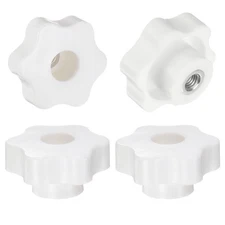 4pcs Star Knobs M8 Thread 48mm Head Through Hole Clamping Handles White
